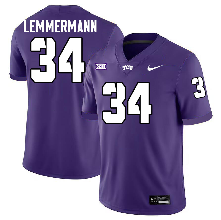 #34 Kyle Lemmermann TCU Jersey,Texas Christian University Horned Frogs Football Jersey-Purple